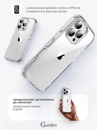 Чехол накладка iPhone 16 Pro Max 6.9" Gurdini Alba Series Protective Clear