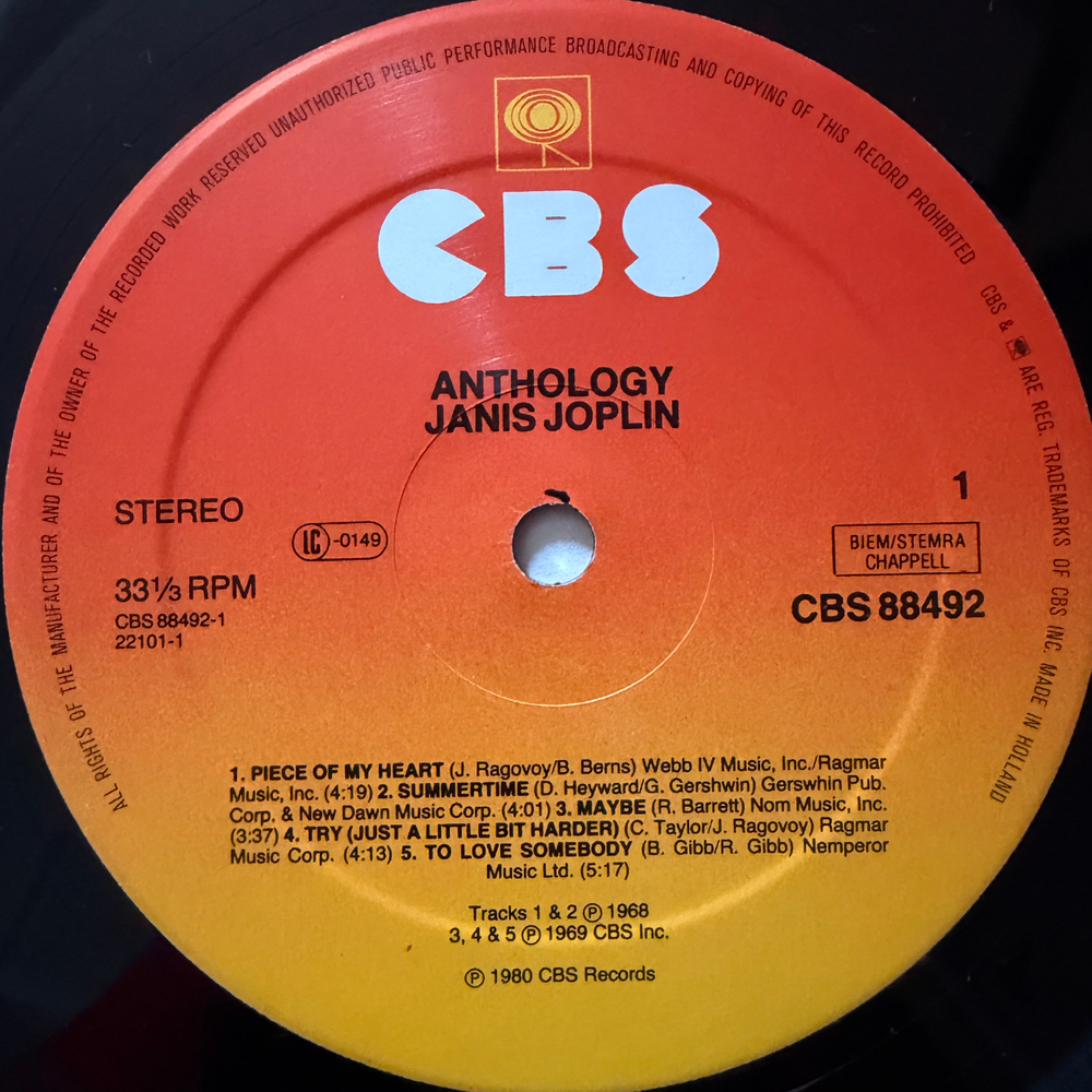 Janis Joplin – Anthology 2LP (Голландия 1980г.)