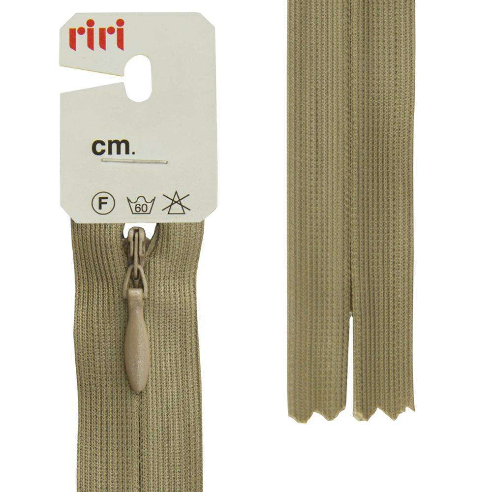 Молния потайная (скрытая) RIRI Т3 (3 мм) 1 зам., н/раз., 22 см, цв.2814, бежевый-зеленый темн., 10 шт Молния потайная (скрытая) RIRI Т3 (3 мм) 1 зам., н/раз., 22 см, цв.2814, бежевый-зеленый темн., 10 шт
