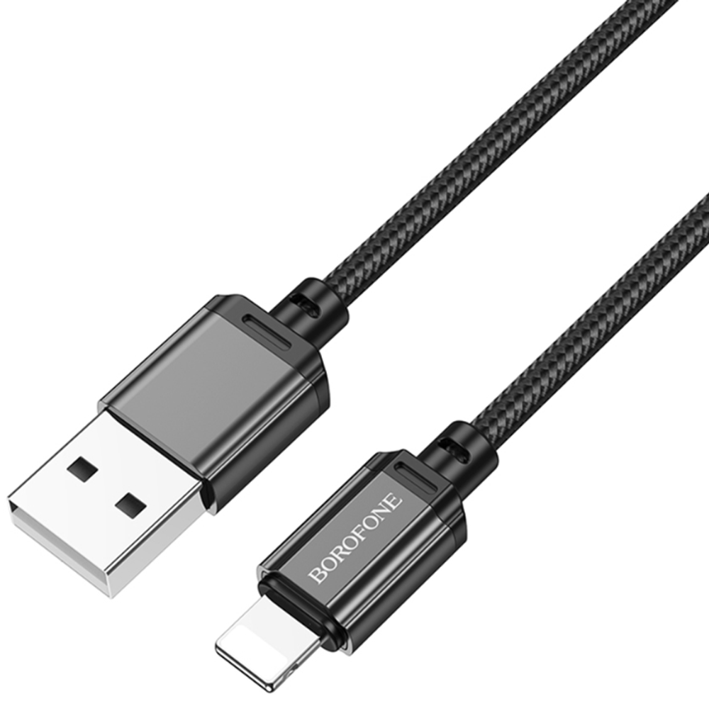 Usb Кабель-зарядка Lightning Borofone BX87 2.4A 1м в тканевой оплетке чёрный