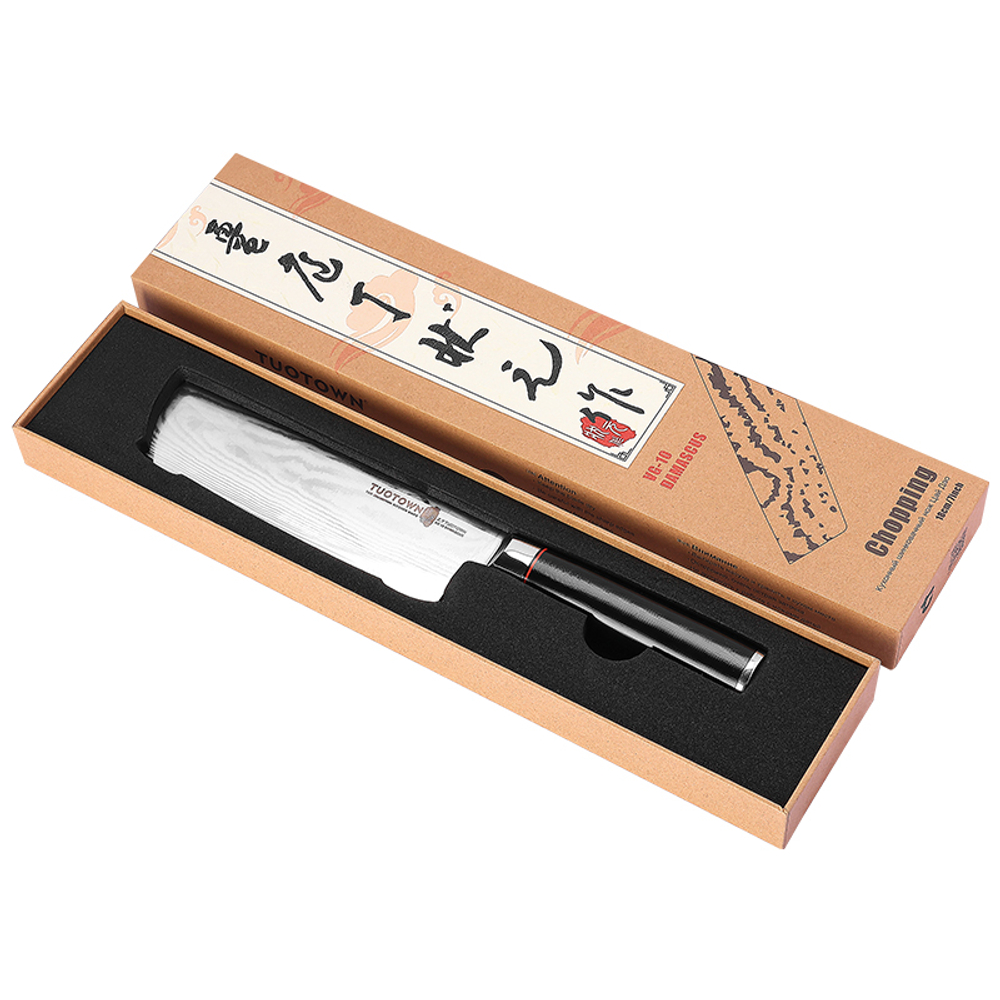 Кухонный нож Шинковочный TuoTown FT-series 18см,VG10,DAMASCUS, арт.217006