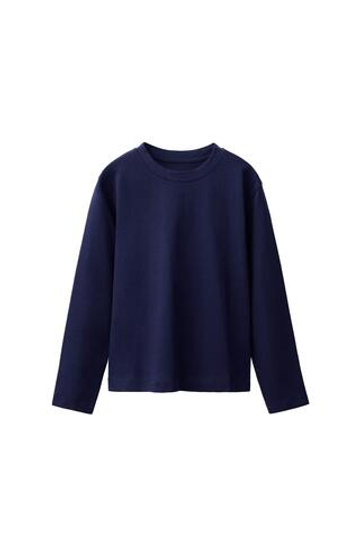 ZARA ОДНОТОННАЯ ФУТБОЛКА С ДЛИННЫМИ РУКАВАМИ, СИНИЙ/ИНДИГО