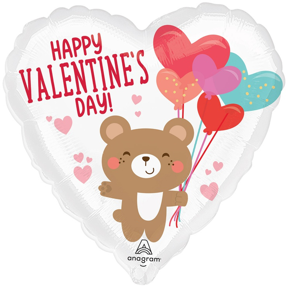 Сердце "Happy Valentines Day" мишка