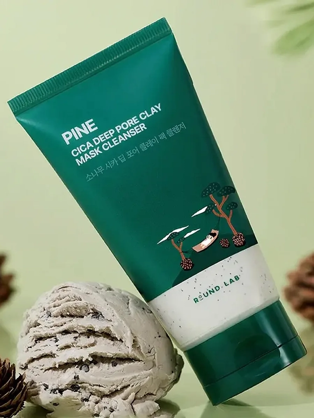 Round Lab Очищающая маска-пенка с экстрактом сосны и центеллы Cica Deep Pore Clay Mask Cleanser 150 мл