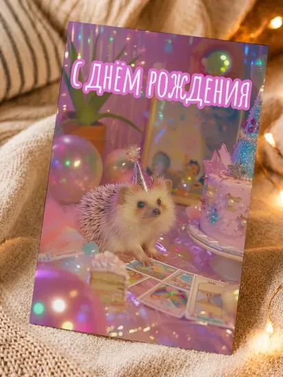 Открытка Ежик: С Днем рождения