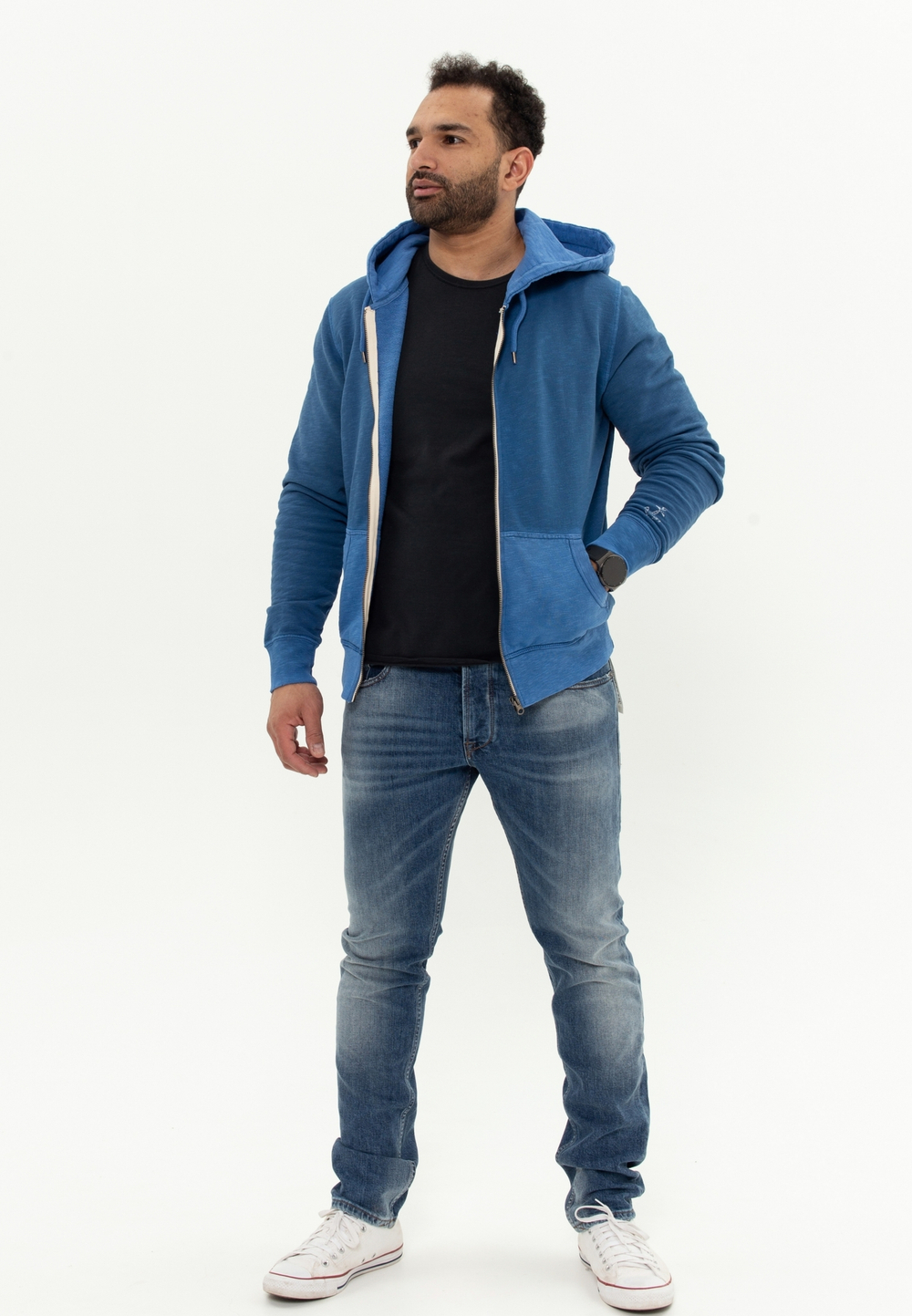 Худи на молнии Bowery NYC Space Wash Blue