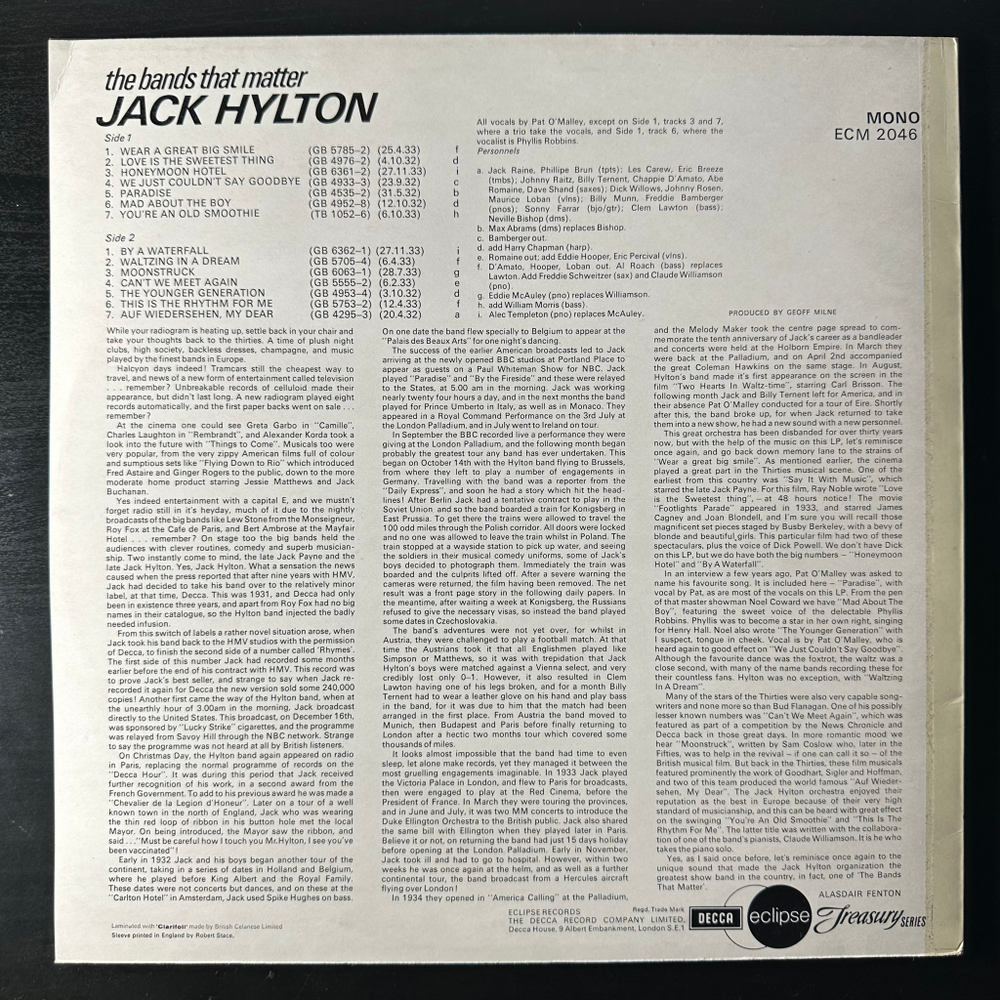 Jack Hylton ‎– The Bands That Matter (Англия)
