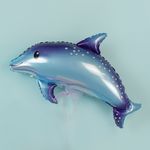Шар (15''/38 см) Мини-фигура, Дельфин, Синий, 1 шт.