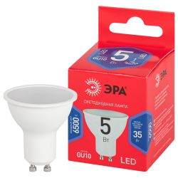 Лампа светодиодная ЭРА RED LINE LED MR16-5W-865-GU10 R 5Вт софит холодный дневной свет GU10 | Лампы cветодиодные Точечные (Софиты) (MR, PAR)