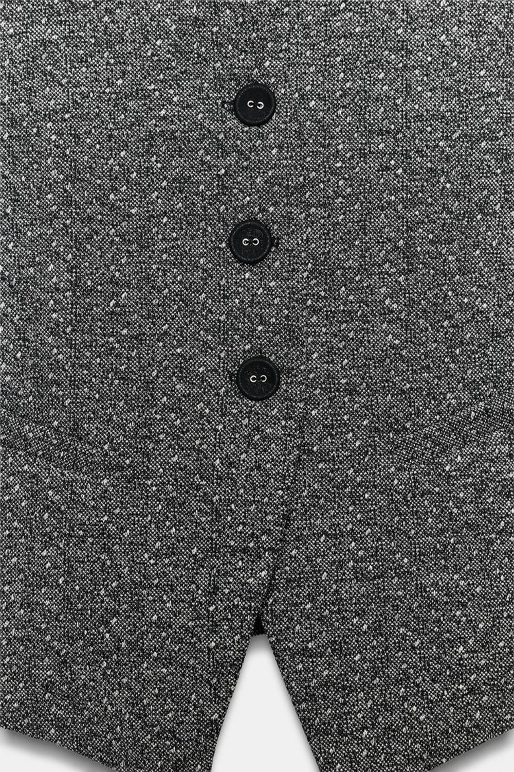 ZARA ЖИЛЕТ ИЗ РЕЛЬЕФНОЙ ТКАНИ, БЕЛЫЙ/ЧЕРНЫЙ