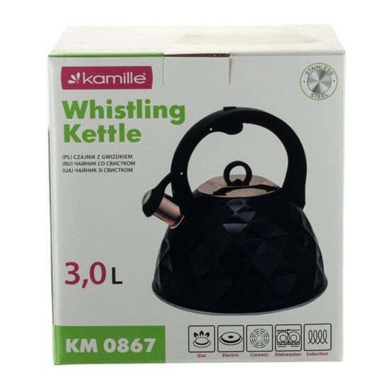 Чайник 3 л. из нержавеющей стали со свистком Kamille KM 0867