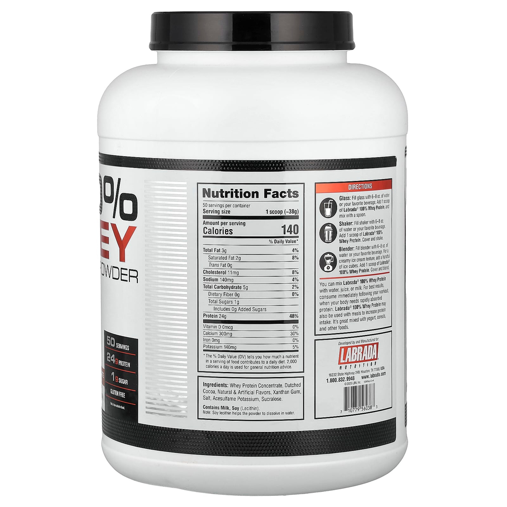 Labrada Nutrition, 100% порошок из сывороточного протеина, со вкусом шоколада, 1875 г (4,13 фунта)