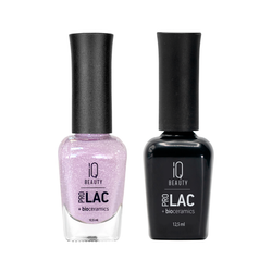 IQ BEAUTY Лак для ногтей профессиональный укрепляющий с биокерамикой #089, 12.5 мл Лиловый с белой крошкой, полупрозрачный