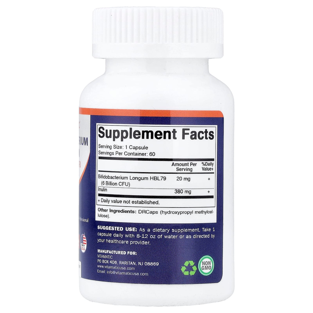 Vitamatic, бифидобактерии лонгум (Bifidobacterium Longum), 60 DRcaps®