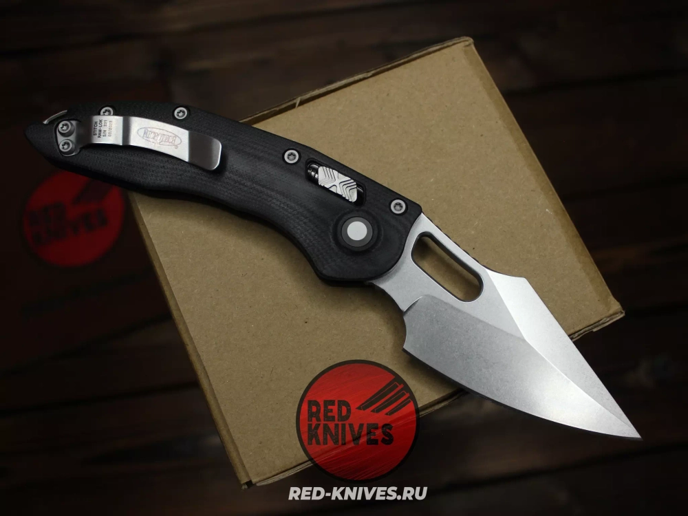 Нож Microtech Stitch Ram-Lok - рукоять черный G10, клинок стоунвош RK-456