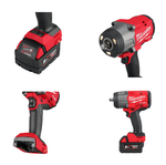 Комплект в кейсе M18 FUEL FHIW2F12-502X: Аккумуляторный ударный гайковерт FHIW2F12 с фиксацией фрикционным кольцом ПЛЮС 2 шт Аккумулятор B5 5.0 Ач, Быстрозарядное устройство M12-18 FC Milwaukee 4933492783