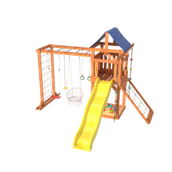Детская площадка Fun Land с модулем сетка-рукоход, мини сеткой, подвесным креслом и качелями
