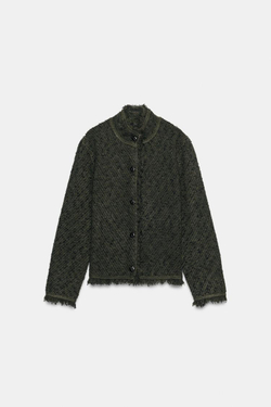 ZARA КАРДИГАН С НЕОБРАБОТАННЫМ КРАЕМ, МЯГКИЙ ЗЕЛЕНЫЙ