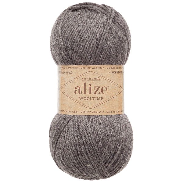 Пряжа Alize (Ализе) Wooltime / уп.5 мот. по 100 г, 200 м, 182 средне-серый меланж