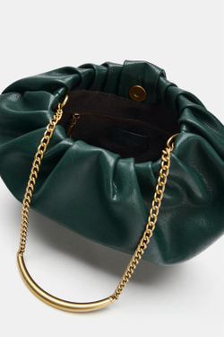 ZARA СУМКА С ПЛЕЧЕВЫМ РЕМНЕМ И ЦЕПОЧКОЙ, ЗЕЛЕНЫЙ