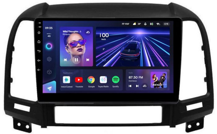 Магнитола для Hyundai Santa Fe 2 CM 2006-2012 (рамка черная) - Teyes CC3L на Android 10, CarPlay, 4G SIM-слот
