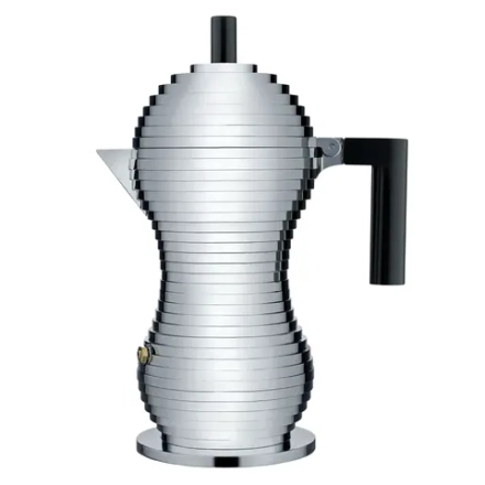 Alessi Алюминиевая турка кофеварка Pulcina на 6 чашек. черная ручка MDL02/6BCH