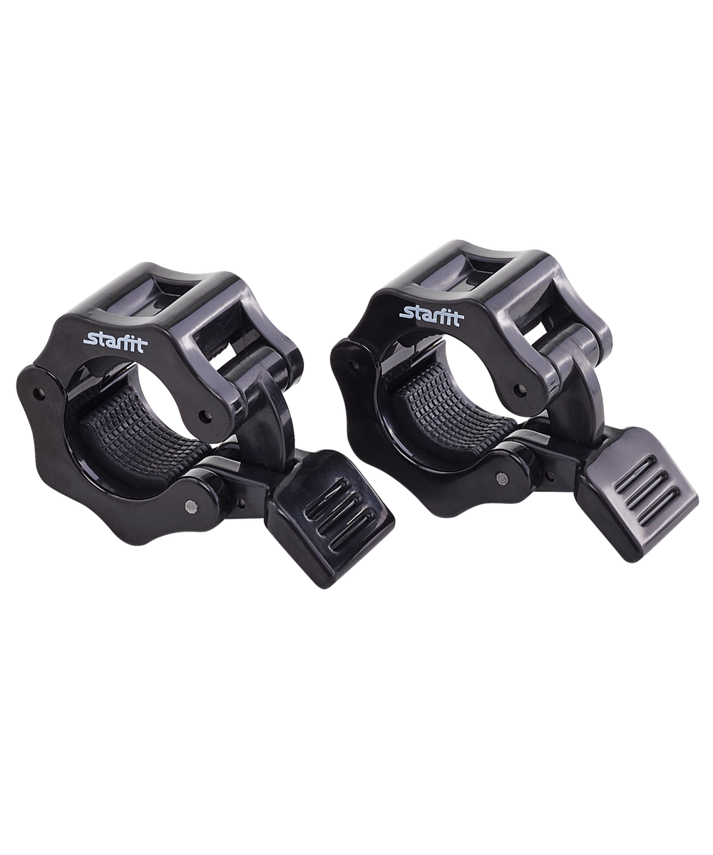 Замки с фиксатором для грифа BB-109, d=26 мм, пластиковые, черный, 2 шт.