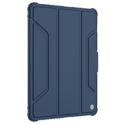 Чехол книжка синего цвета (Sapphire Blue) от Nillkin для планшета Samsung Galaxy Tab S8 и S8 5G, серия Bumper Pro, с защитной шторкой для камеры