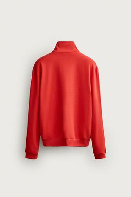 ZARA ТОЛСТОВКА СВОБОДНОГО КРОЯ НА КОНТРАСТНОЙ МОЛНИИ, КРАСНО-ОРАНЖЕВЫЙ