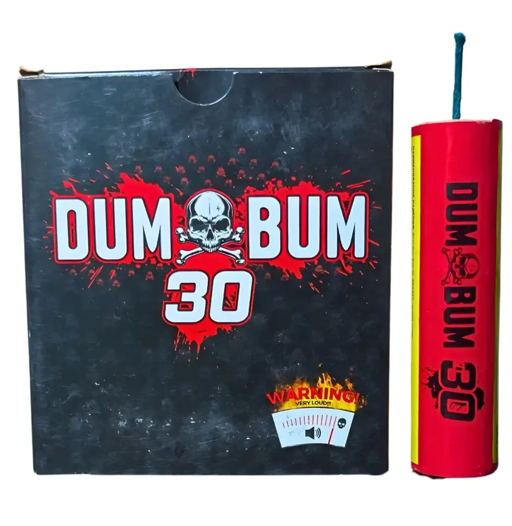 Петарды Dum Bum 30 от ТМ Волк — упаковка 4 шт., 12 г флэш-состава, громкий звук и яркий взрыв.