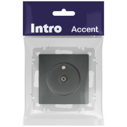 Розетка Intro Accent 6-301-07 TV одиночная, IP20, СУ, графит | Intro