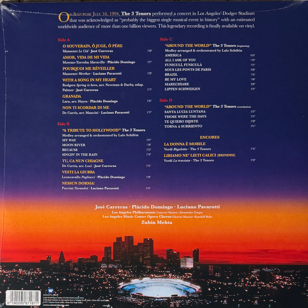 Carreras - Domingo - Pavarotti with Mehta ‎– The 3 Tenors In Concert 1994 2LP (Европа 2017г.)