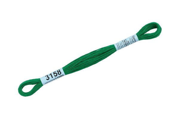 Мулине Gamma 100% хлопок, цв.3158 т.зеленый, 24 мотка по 8 метров