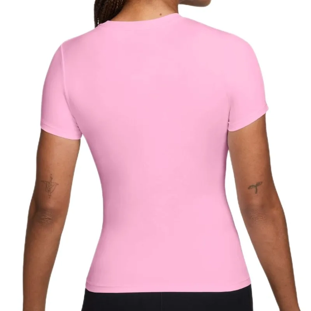 Женская теннисная футболка Nike One Fitted Short Sleeve - pink rise/white
