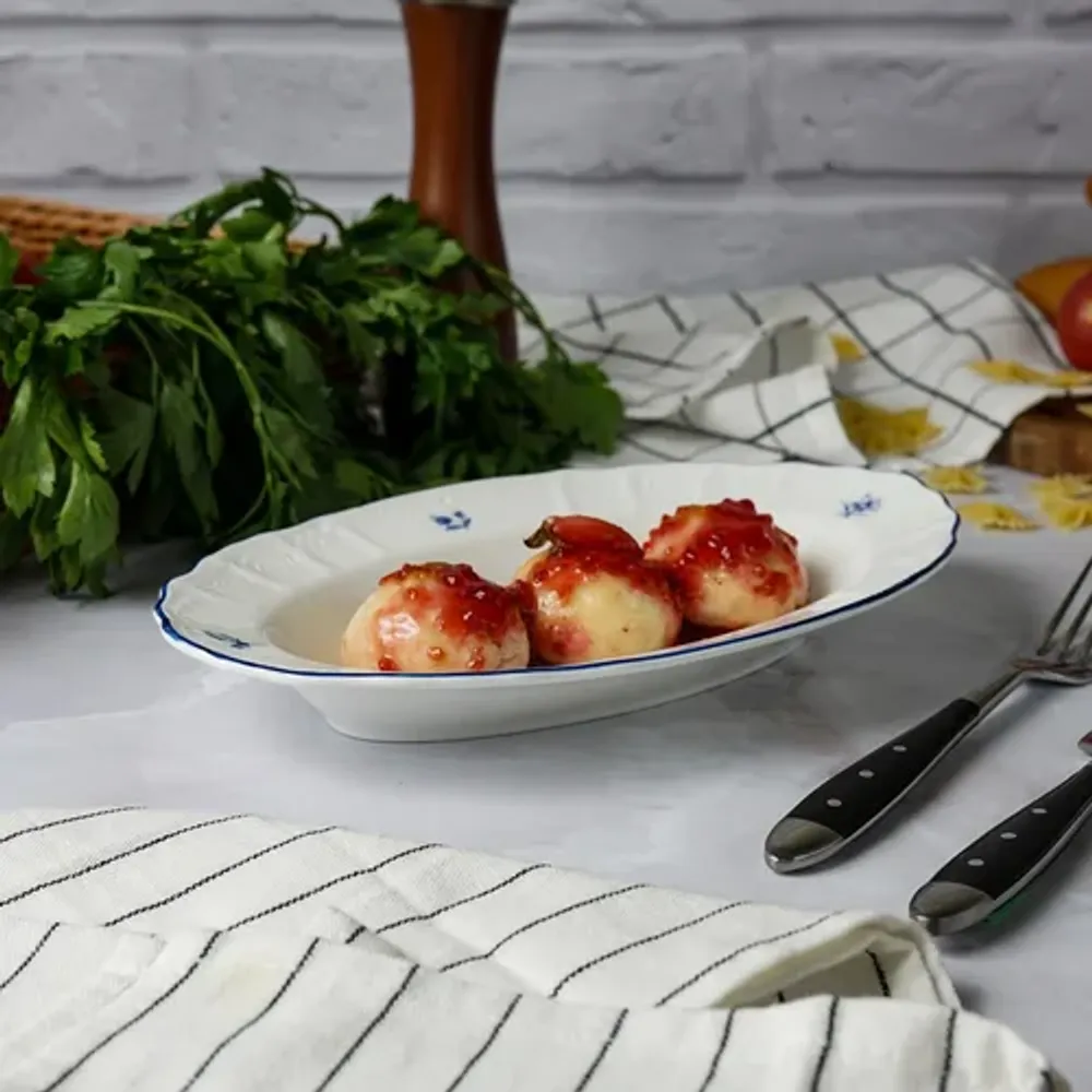 Блюдо овальное 25,2*15,7 см h3,6 см 250 мл глубокое Blue Flower P.L. Proff Cuisine [1]