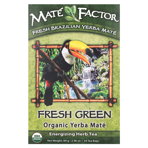 Mate Factor, органический йерба мате, свежий зеленый, 24 чайных пакетика, 84 г (2,96 унции)