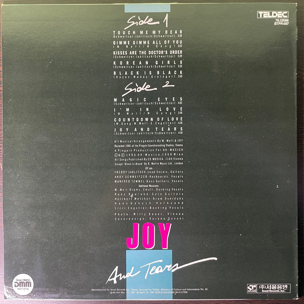 Joy ‎– Joy And Tears (Южная Корея 1987г.)