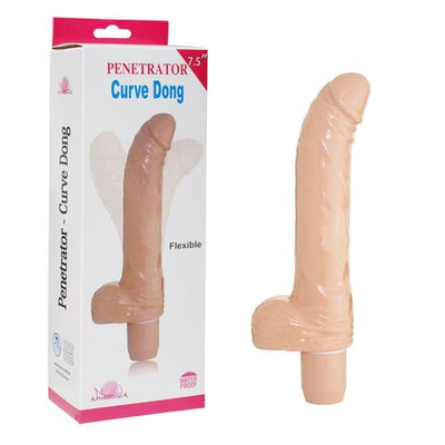 Телесный вибратор с изогнутым кончиком Penetrator Curve Dong 7.5 - 19 см. (Цвет: телесный)