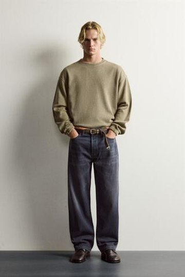 ZARA ТОЛСТОВКА СВОБОДНОГО КРОЯ В РУБЧИК, ХАКИ