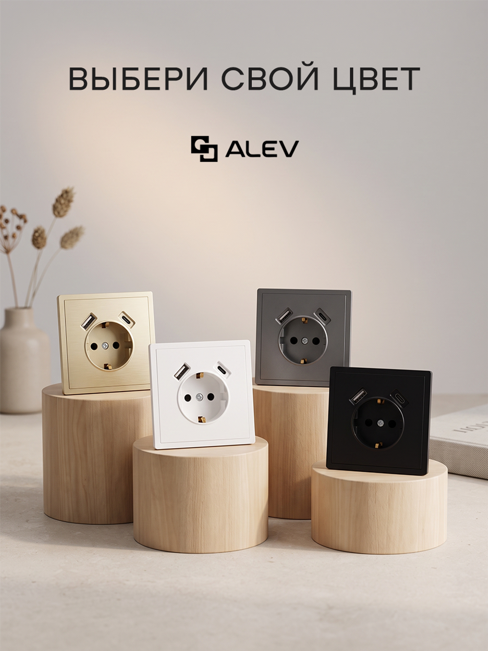 Розетка одинарная внутренняя Оптима с USB и type C