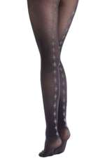 Колготки со швом из блестящих снежинок Backseam Star Tights (Размер: S-M-L) (Цвет: черный с серебристым)