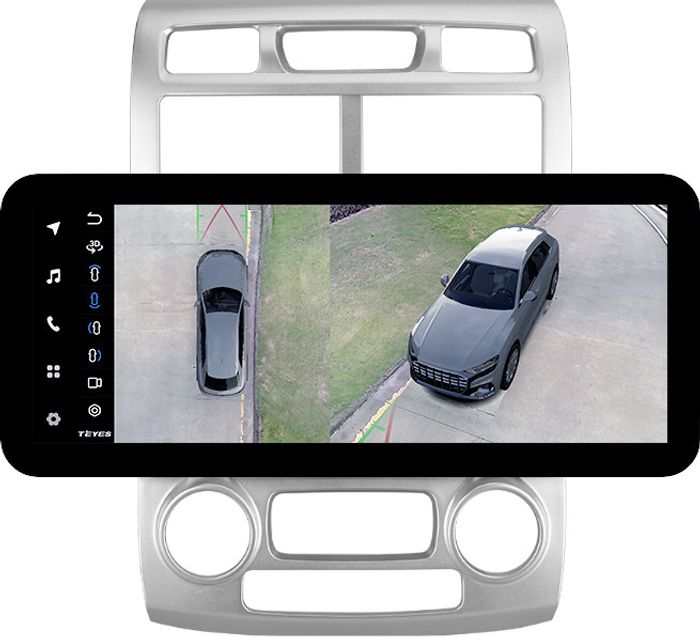 Магнитола для KIA Sportage 2 2004-2008 - Teyes LUX ONE 360 монитор 12.3" 2K QLED на Android 10, Быстрая, CarPlay, 4G SIM-слот, 4 камеры в комплекте