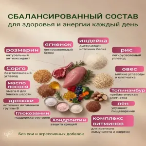 Сухой корм Fealdon для взрослых собак мелких и миниатюрных пород с чувствительным пищеварением, ягненок и индейка