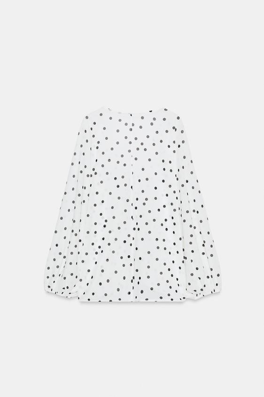 ZARA ТОП ИЗ КРЕПА С ПЫШНЫМИ РУКАВАМИ, БЕЛЫЙ/ЧЕРНЫЙ