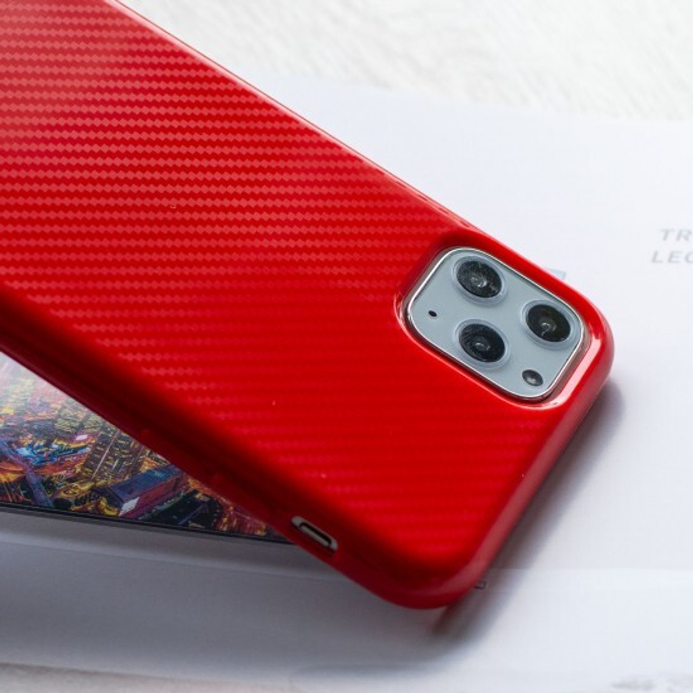 Чехол ТПУ карбон глянцевый для iPhone 11 Pro Max, 011457 Коричневый