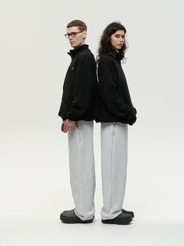 Толстовка Drawstring Half-Zipped черная - фото 9