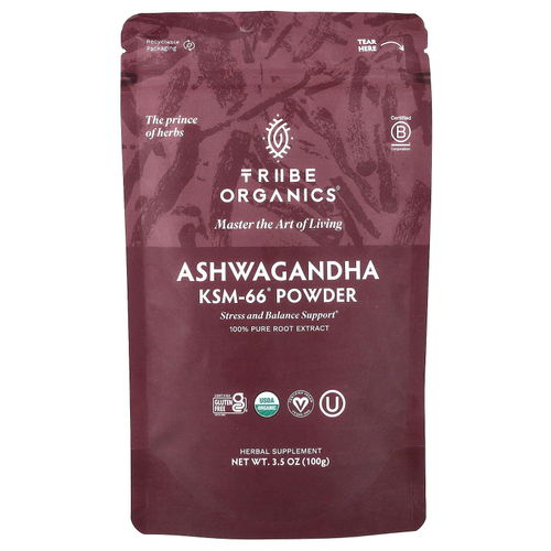 Tribe Organics, Ашваганда KSM-66®, порошок, 100 г (3,5 унции)