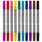 Фломастеры двусторонние BRAUBERG PREMIUM DUAL-TIP, 10 шт., 10 цветов, два наконечник