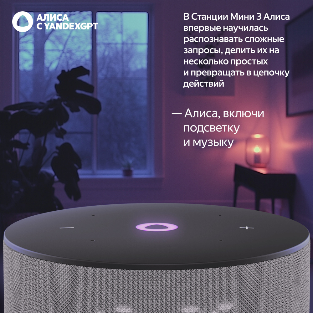 Умная колонка Яндекс Станция Мини 3 - серая