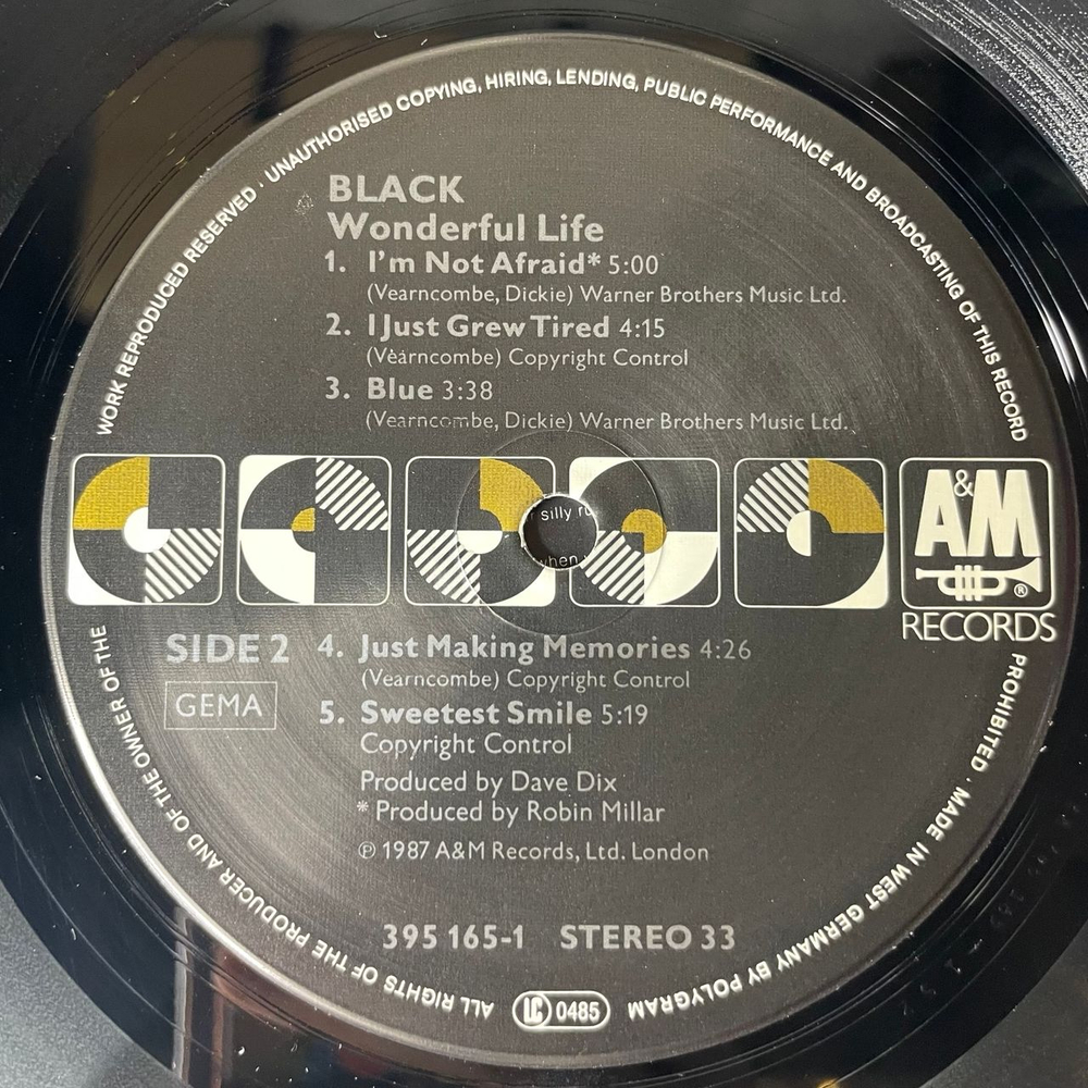 Винтажная виниловая пластинка LP Black Wonderful Life (Германия 1987)